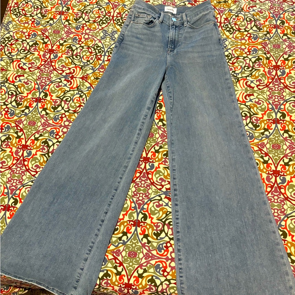 Frame Le Palazzo Wide Leg High Waist Denim Jeans in Toulouse 25